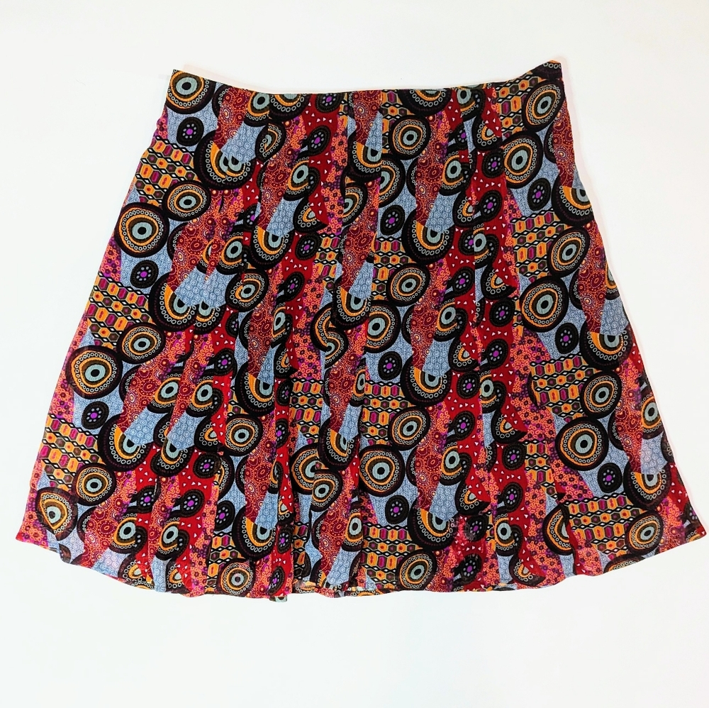 Y2K Indie Vintage Abstract Patterned Flowy Plus Size Skirt